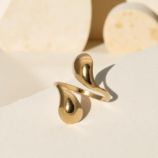 Duo Drop gold statement ring with sculptural design – Orlaya Jewellery