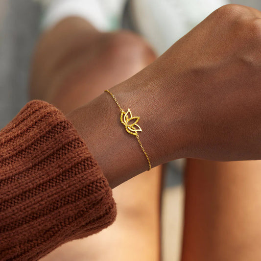 Orlaya Lotus Bracelet – spiritual silver charm jewellery