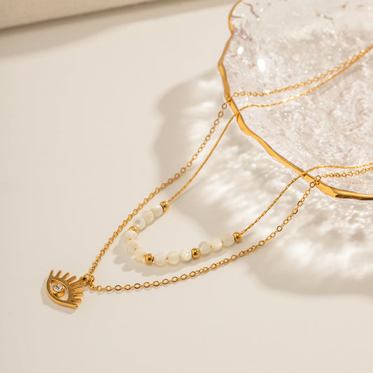 Luna Veil Necklace — gold evil eye pendant necklace by Orlaya Jewellery