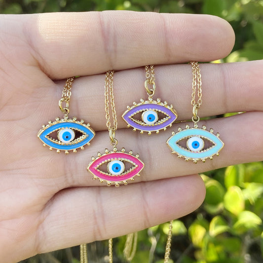 Gold-plated enamel evil eye — Orlaya Jewellery