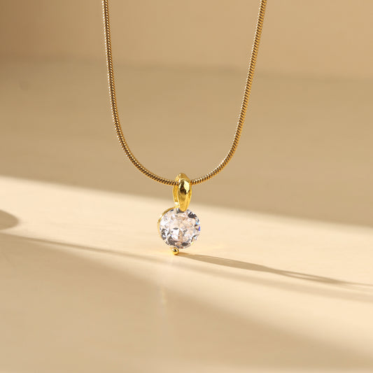 Delicate gold solitaire pendant necklace for daily wear and office jewellery