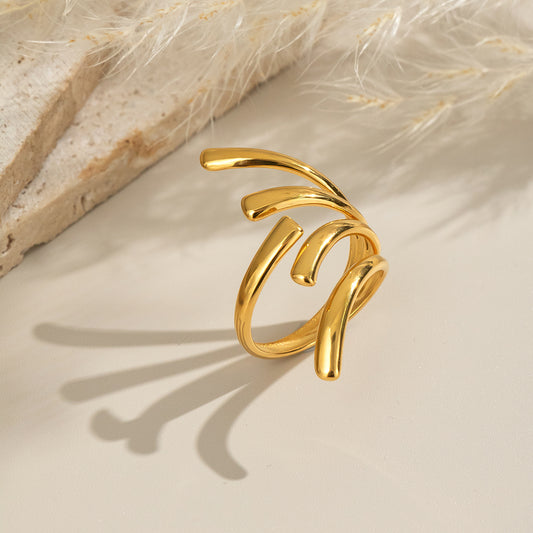 Sculptural arc design gold ring, modern adjustable style Orlaya