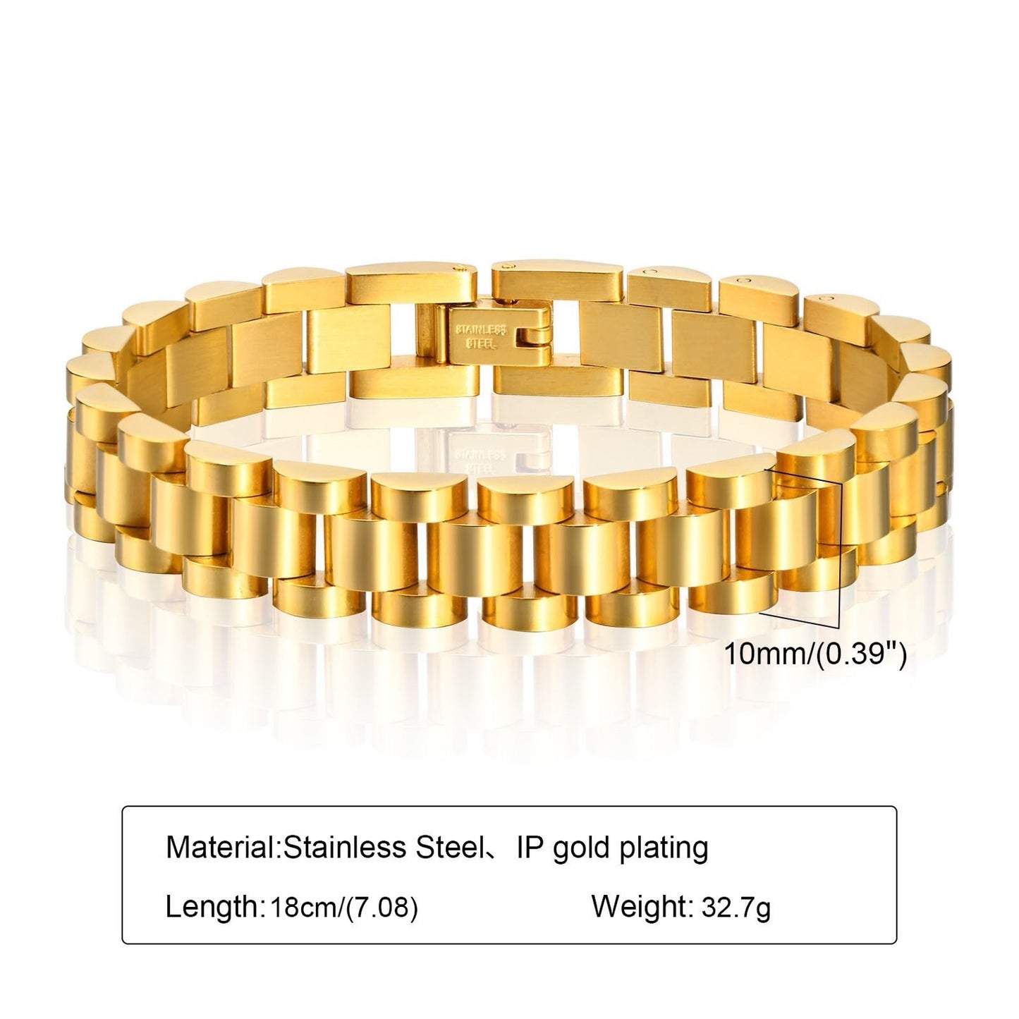 Cascade Cuban Chain Bracelet in gold-plated stainless steel – bold bracelet for women.