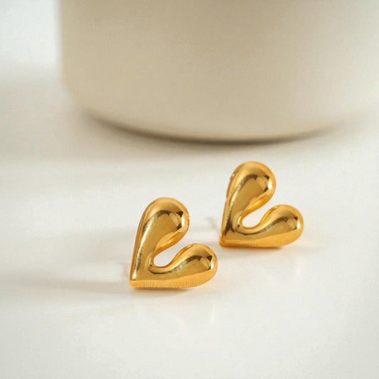 Cheri heart earrings – sculptural 14K gold-plated jewellery for women by Orlaya Jewellery