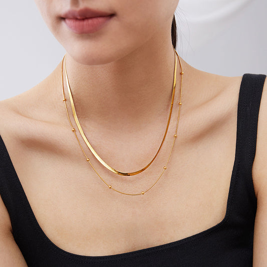 Minimal layered gold necklace for everyday and office outfits
