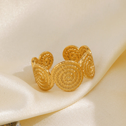 Gold spiral statement ring India – Orlaya Jewellery
