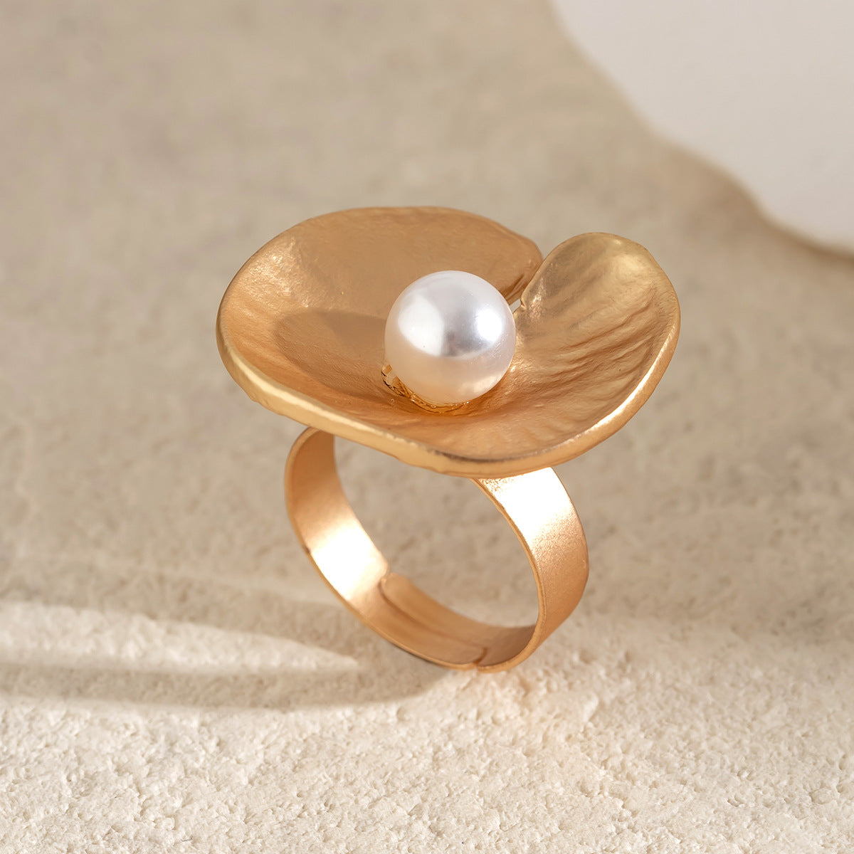 Lotus Pearl Ring with whimsical floral design – Orlaya Jewellery