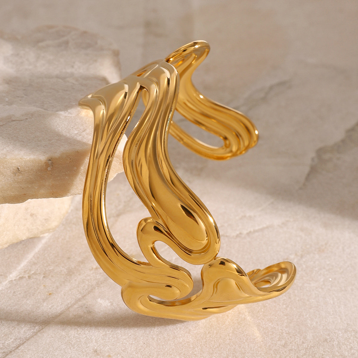 Luna Wave Cuff Bracelet styled as stand-alone statement piece