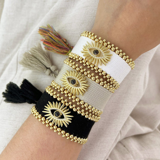 Adjustable Nazar Veil bracelet showcasing protective talisman