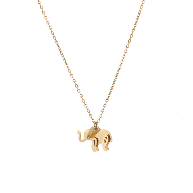 Minimal gold elephant pendant necklace — symbolic animal jewellery