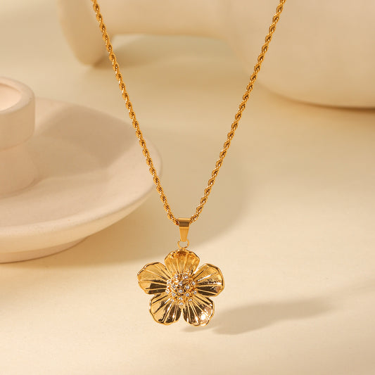 Flora Necklace — gold flower pendant necklace by Orlaya Jewellery