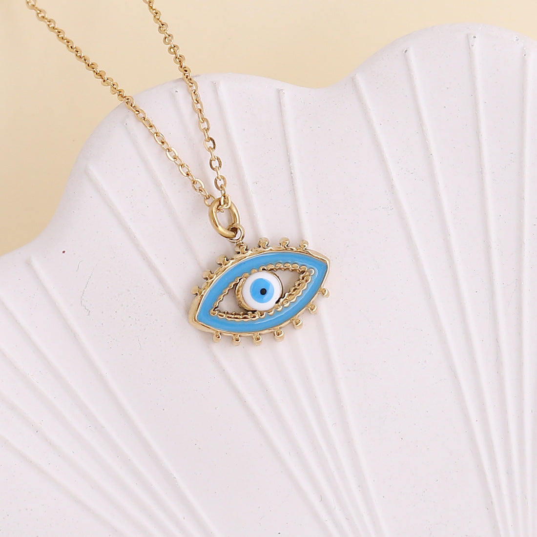 Gold-plated enamel evil eye talisman necklace — Orlaya Jewellery
