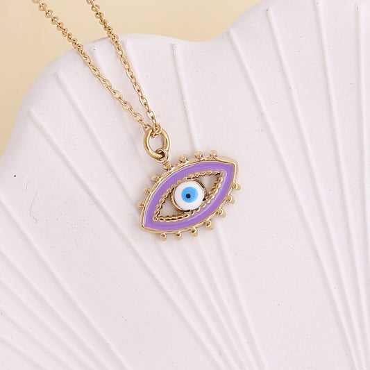Nazaré Necklace — gold-plated evil eye enamel pendant by Orlaya Jewellery
