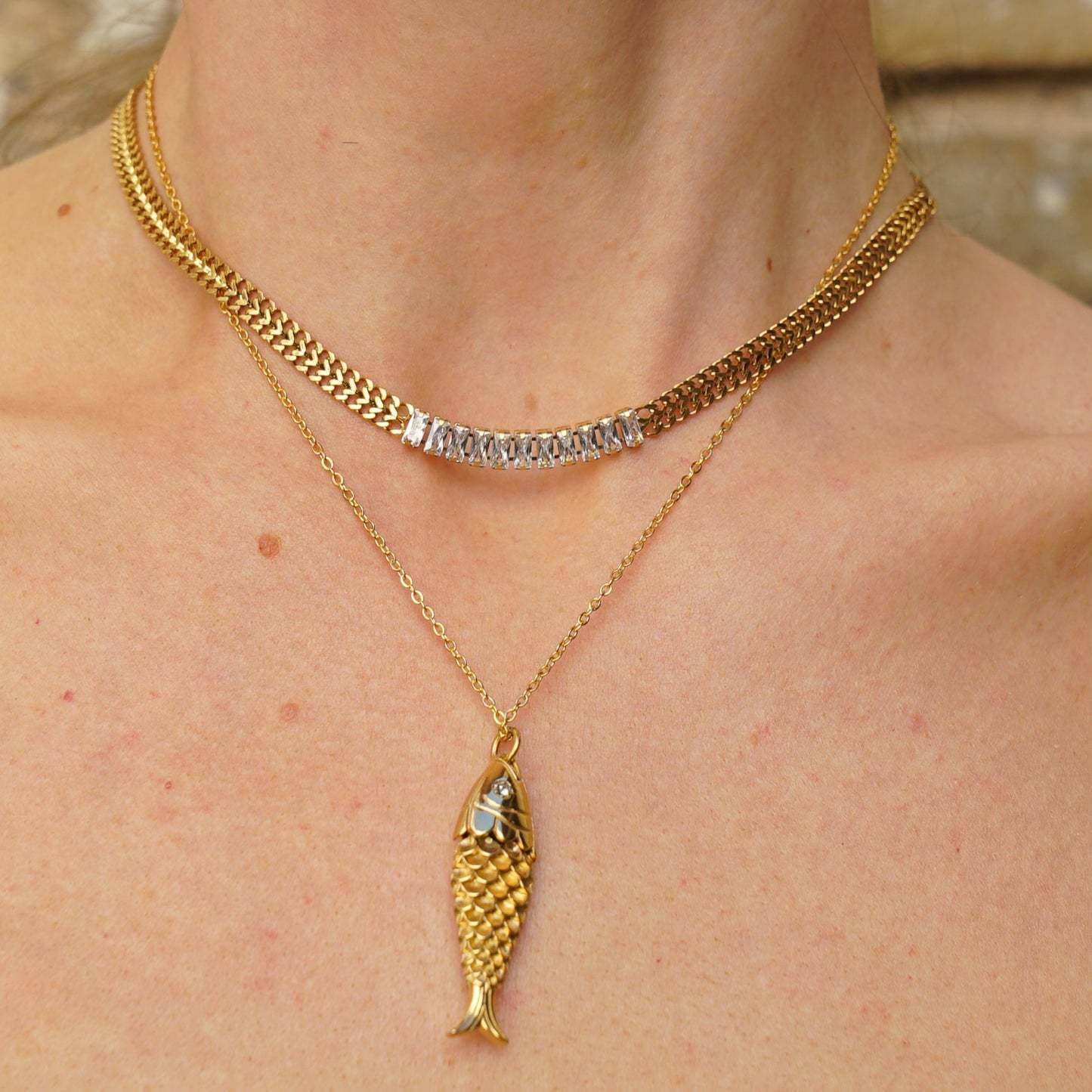 Sirena Necklace — gold fish pendant necklace inspired by ocean myths by Orlaya Jewellery