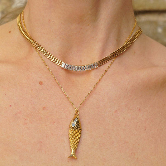 Sirena Necklace — gold fish pendant necklace inspired by ocean myths by Orlaya Jewellery