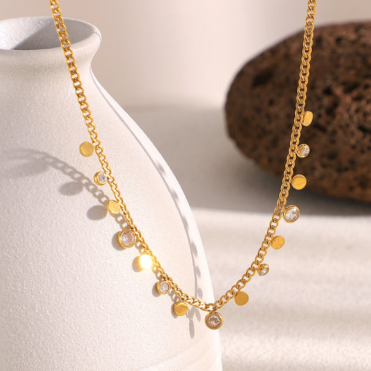 Solara Necklace — gold chain with discs and stones by Orlaya Jewellery
