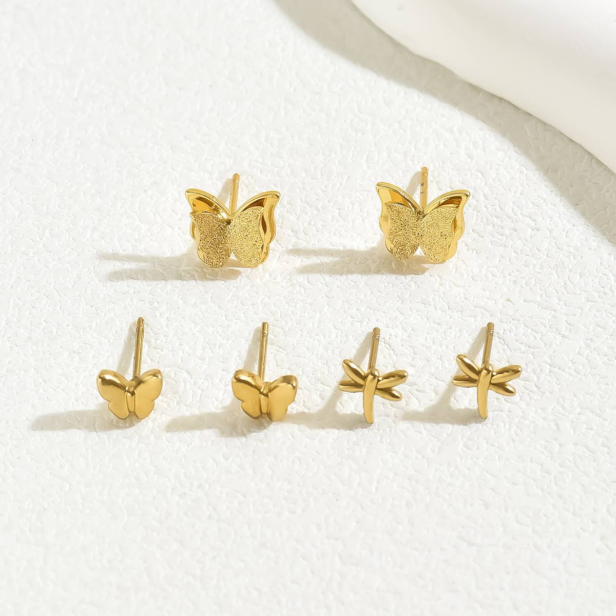 Papillon Gold Butterfly Earrings Set of 3 – playful d elegant ear jewellery by Orlaya Jewellery