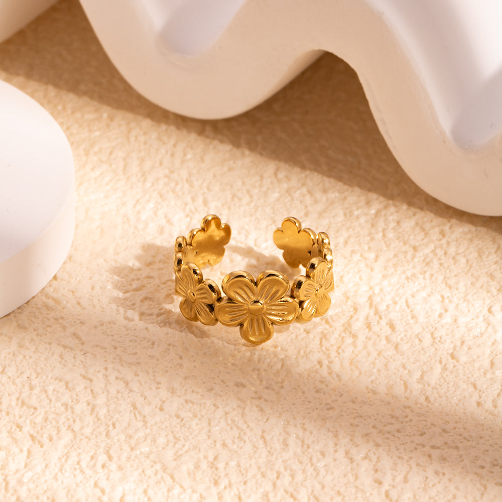 Marigold Muse 18K gold-plated floral statement ring – Orlaya Jewellery