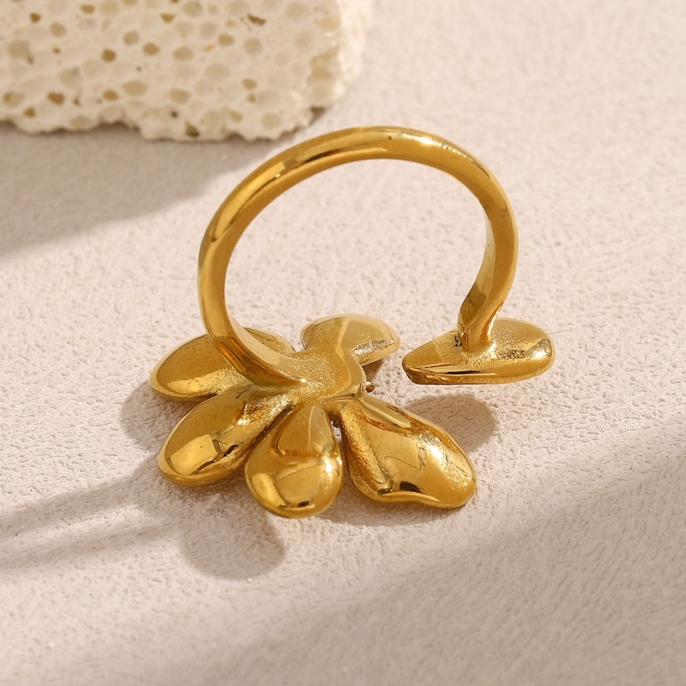 Wildflower Gold Flower Ring – elegant adjustable gold ring for women Orlaya Jewellery