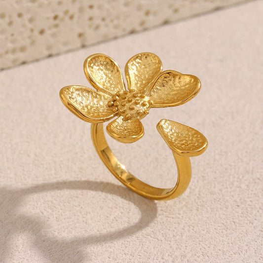 Wildflower Gold Flower Ring – adjustable floral ring for women